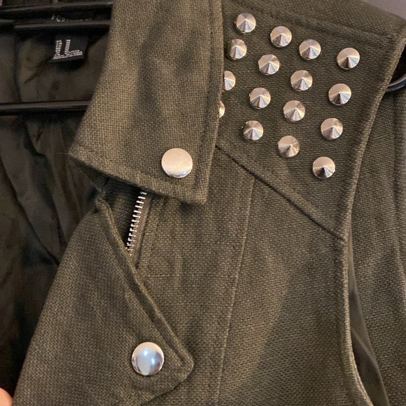 Army Green Studded Punk Vest - Picture 2 of 2